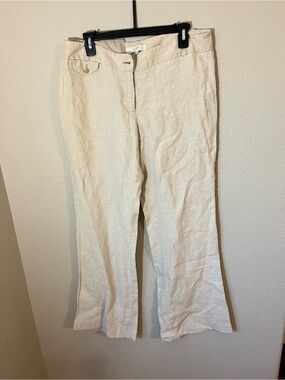 LOFT Women’s Size 6 100% Linen Pants Natural Beige Coastal Quiet Luxury